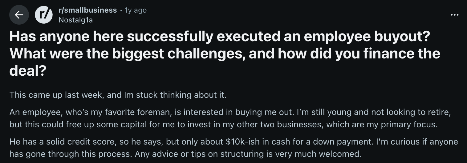 Seller Series: Employee Buyout